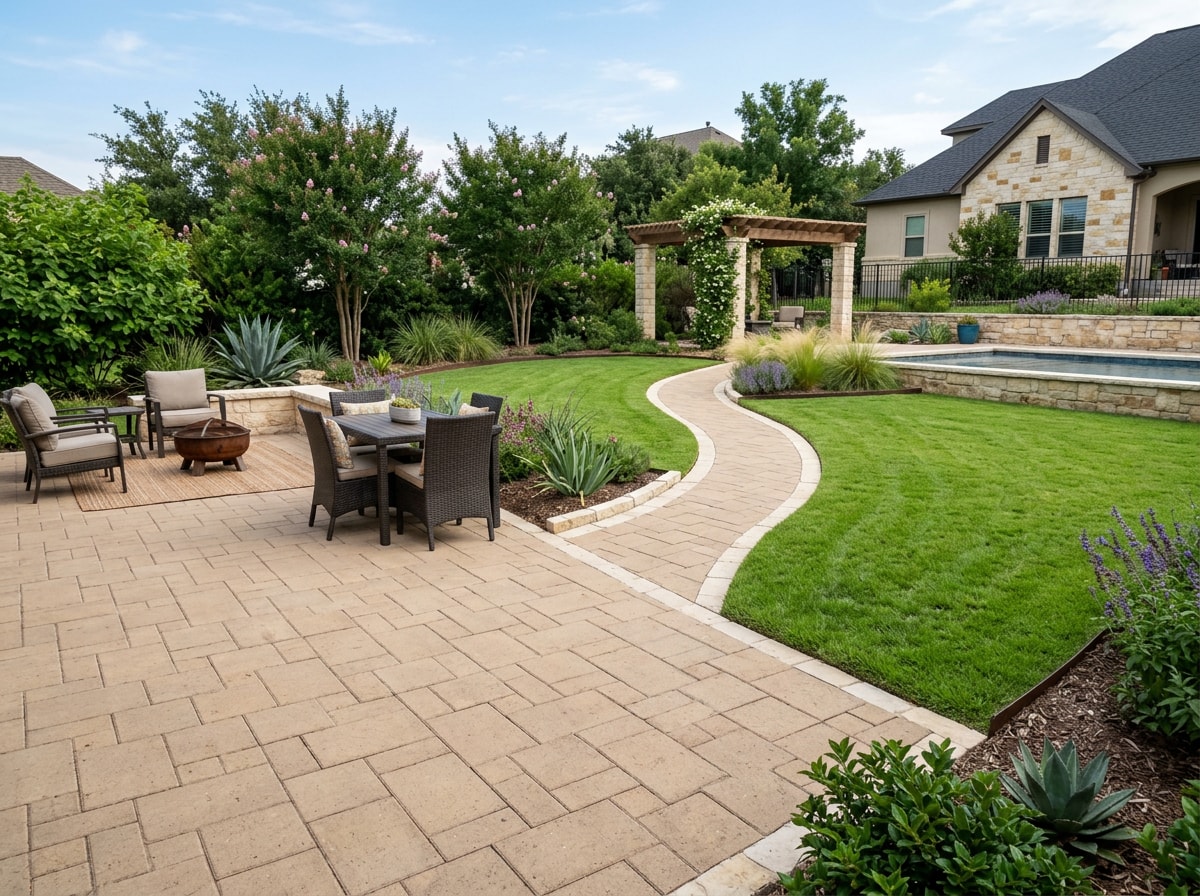 Paver patio and stone walkway installation completed for a Wixon Valley, TX homeowner