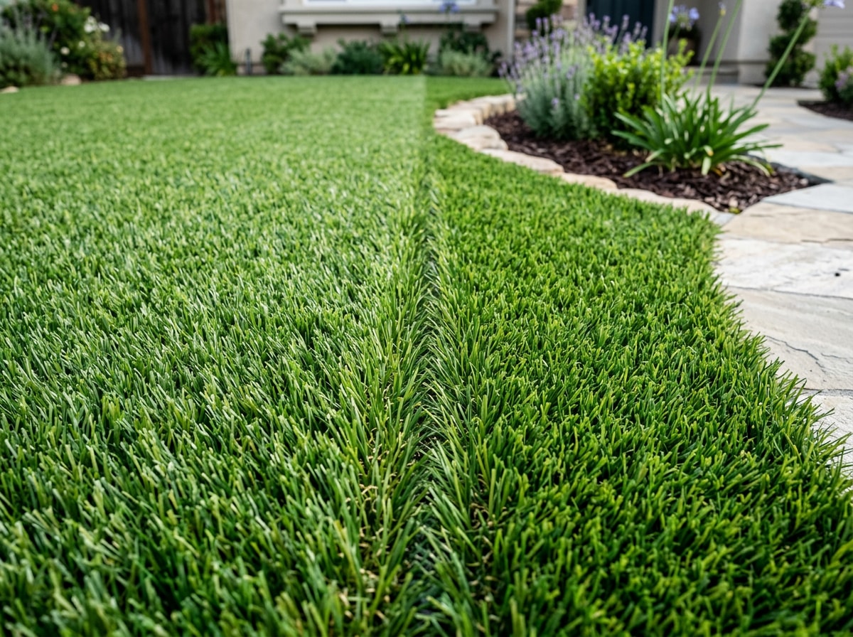 Installed landscape turf in a Bryan, TX front yard with mixed-tone green blades