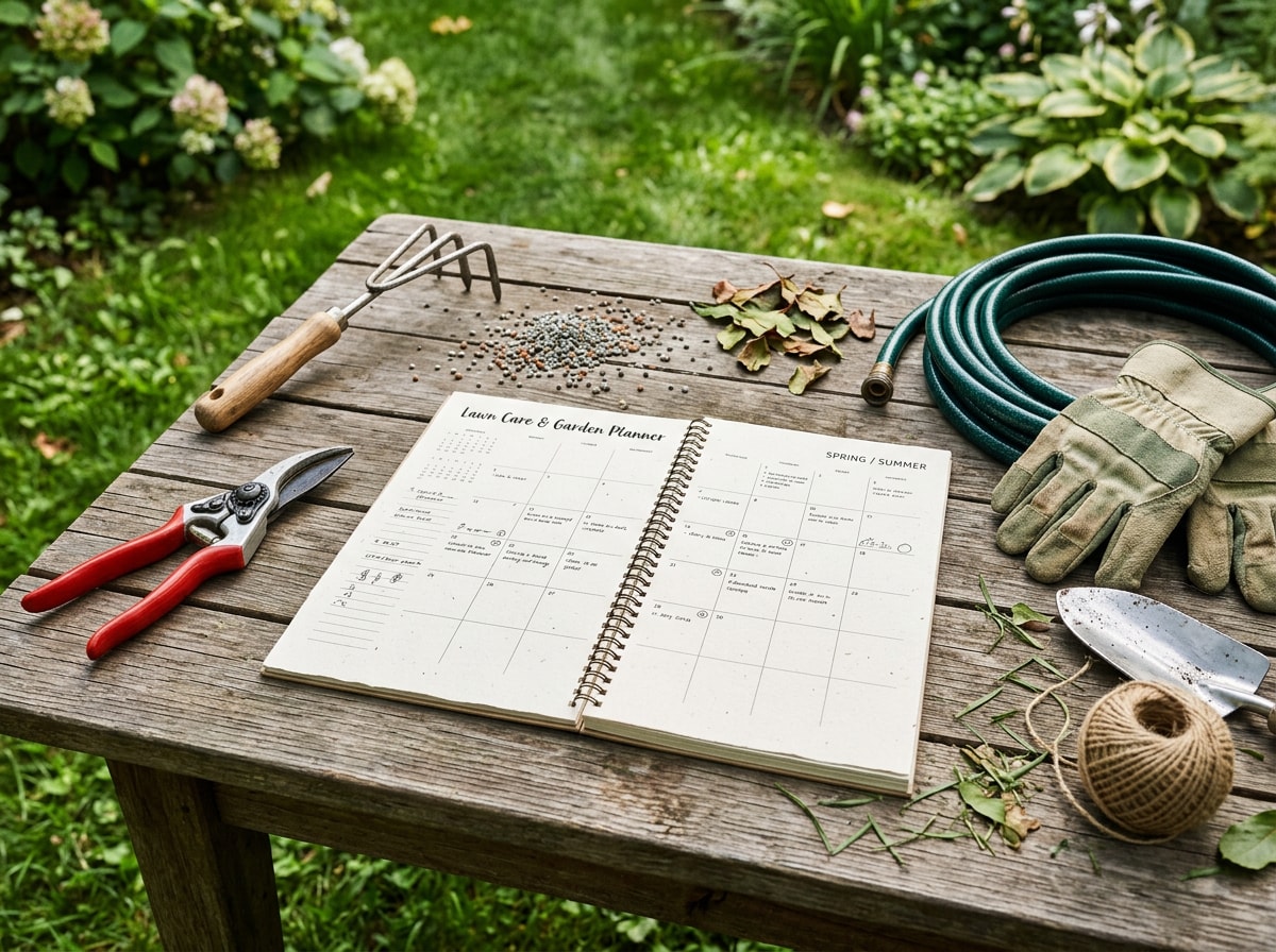 Seasonal lawn and shrub maintenance calendar for Bryan, TX