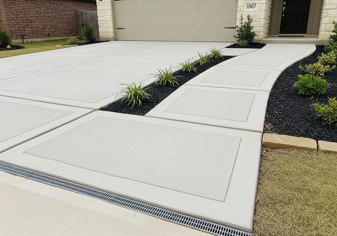 Finished concrete driveway and walkway with broom finish in Wixon Valley