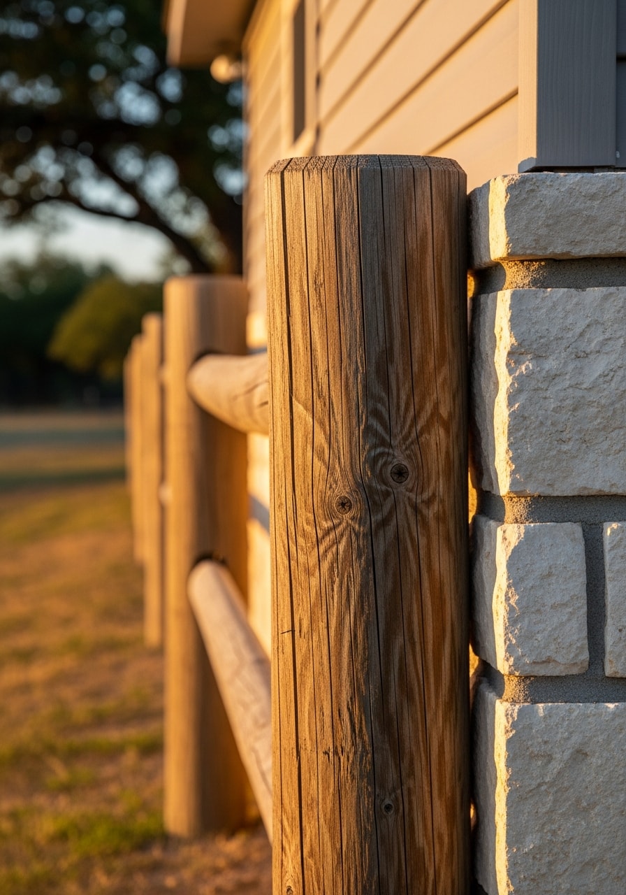 Close-up of a Navasota country home's exterior showing quality construction suited to rural settings.